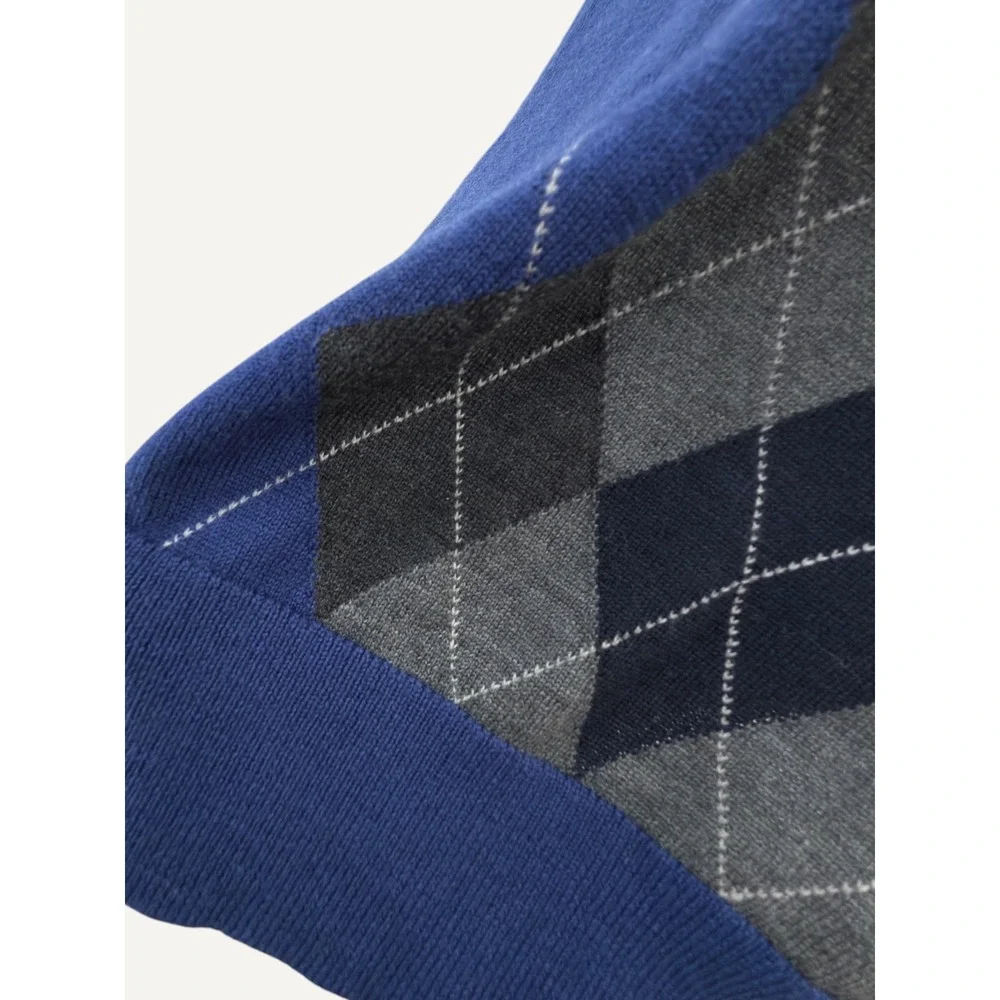 Banana Republic Mens 100% Merino Wool Sweater Argyle V-Neck M Collegiate Classic